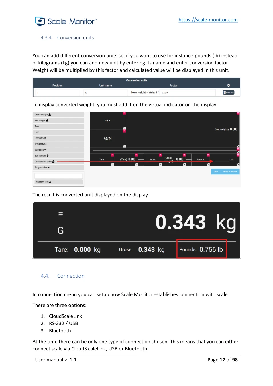 Scale Monitor: original manual page 12