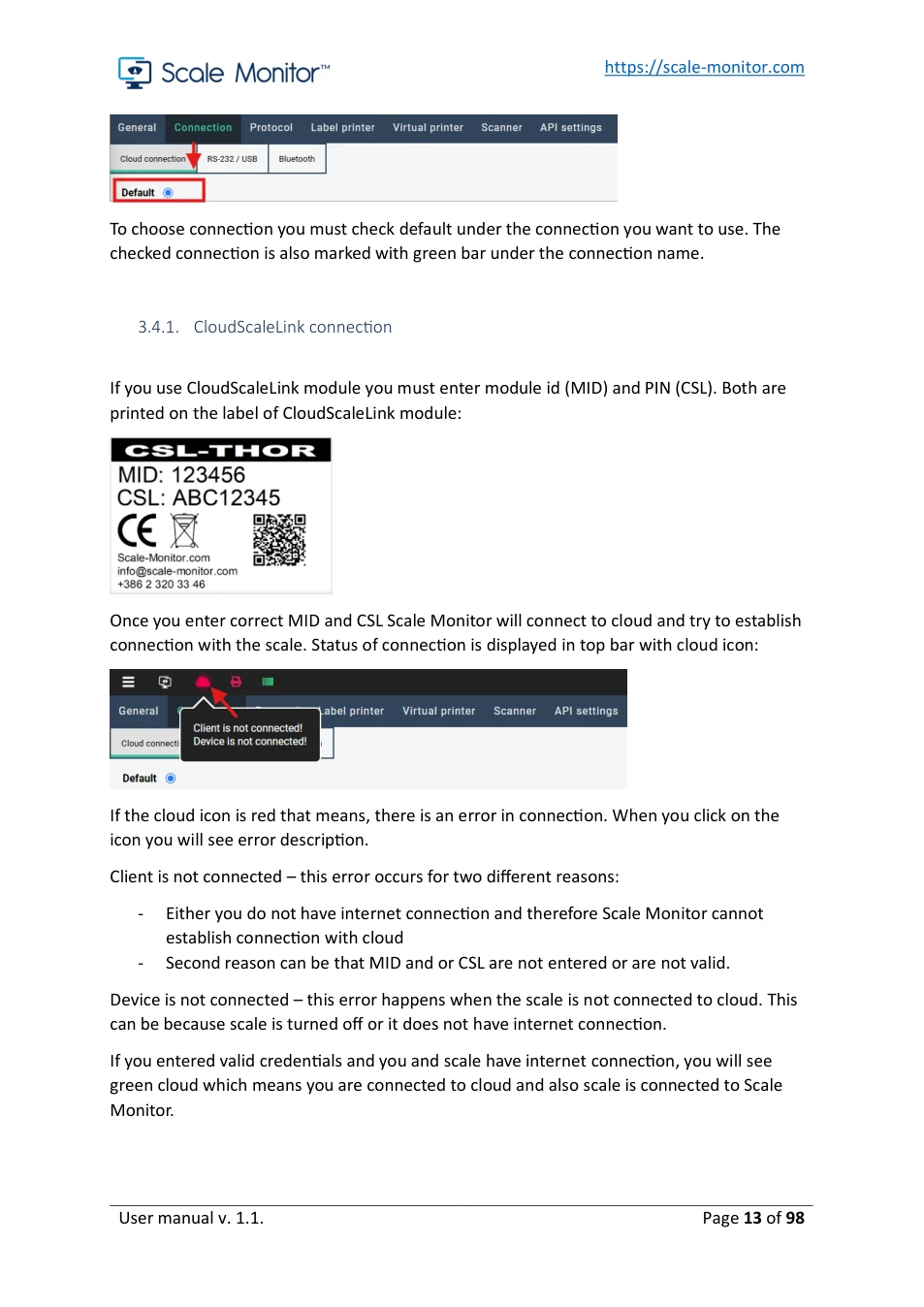 Scale Monitor: original manual page 13