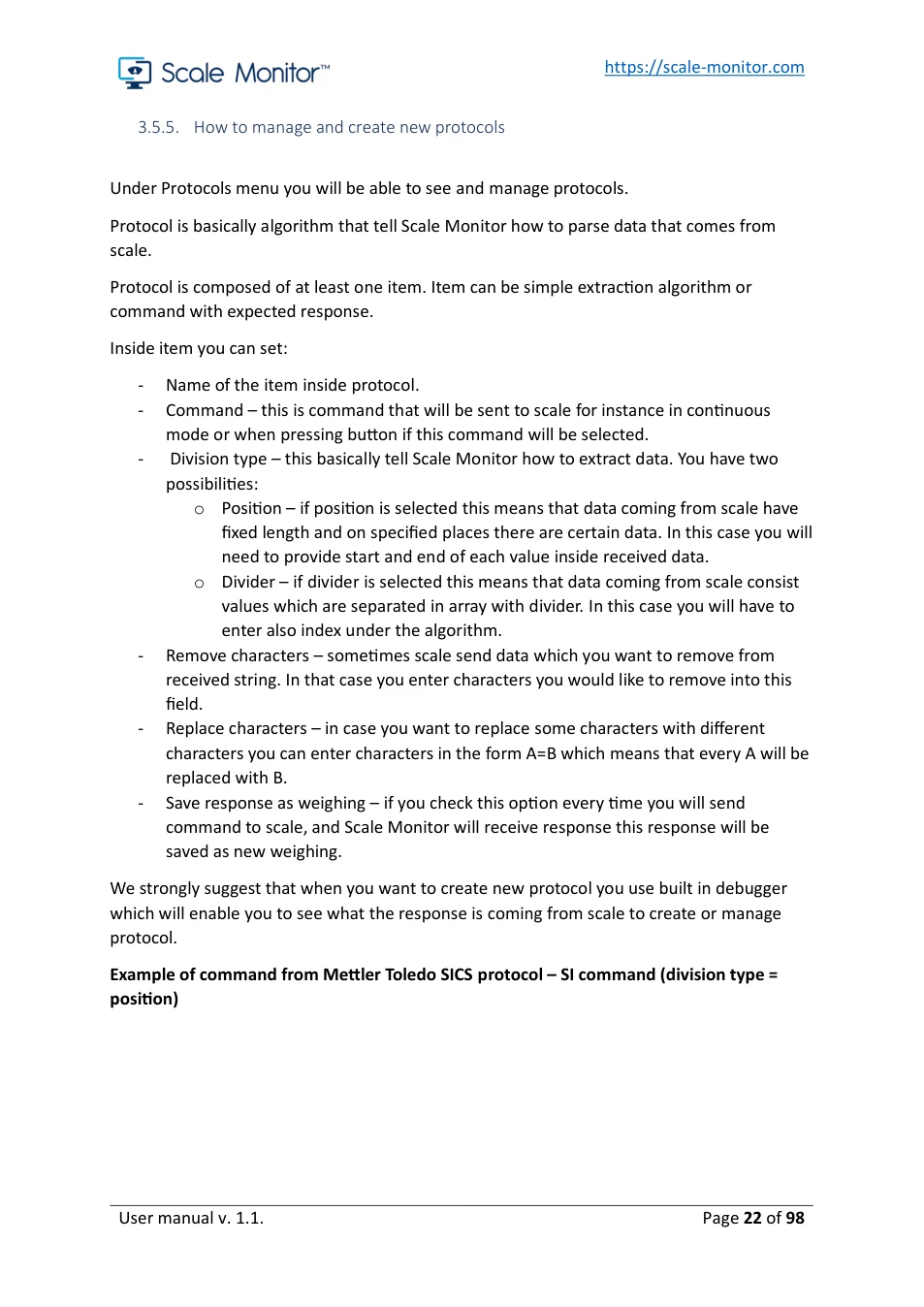 Scale Monitor: original manual page 22