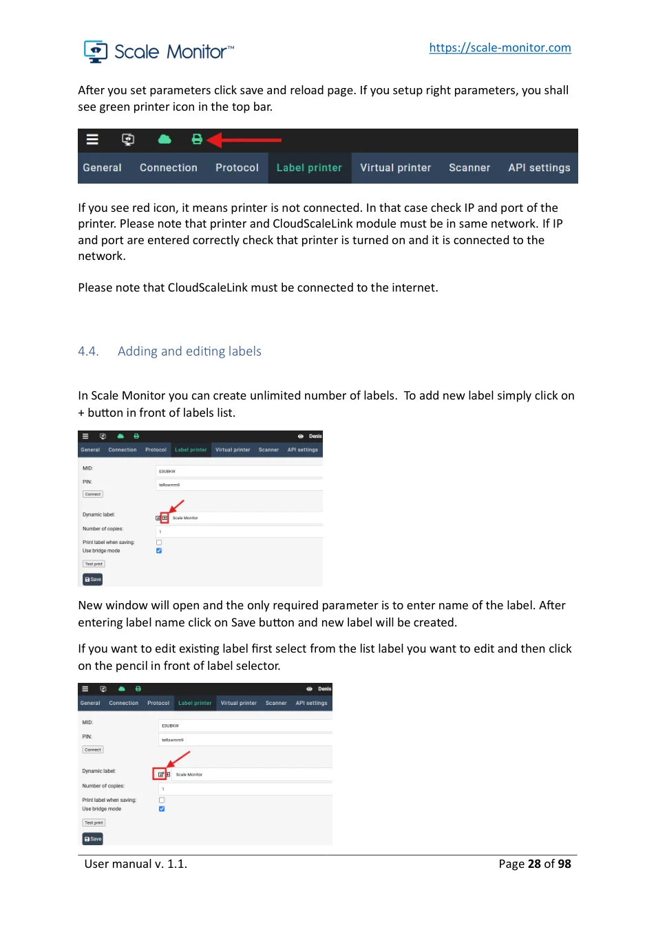 Scale Monitor: original manual page 28