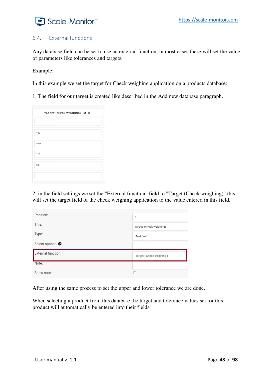 Scale Monitor: original manual page 48