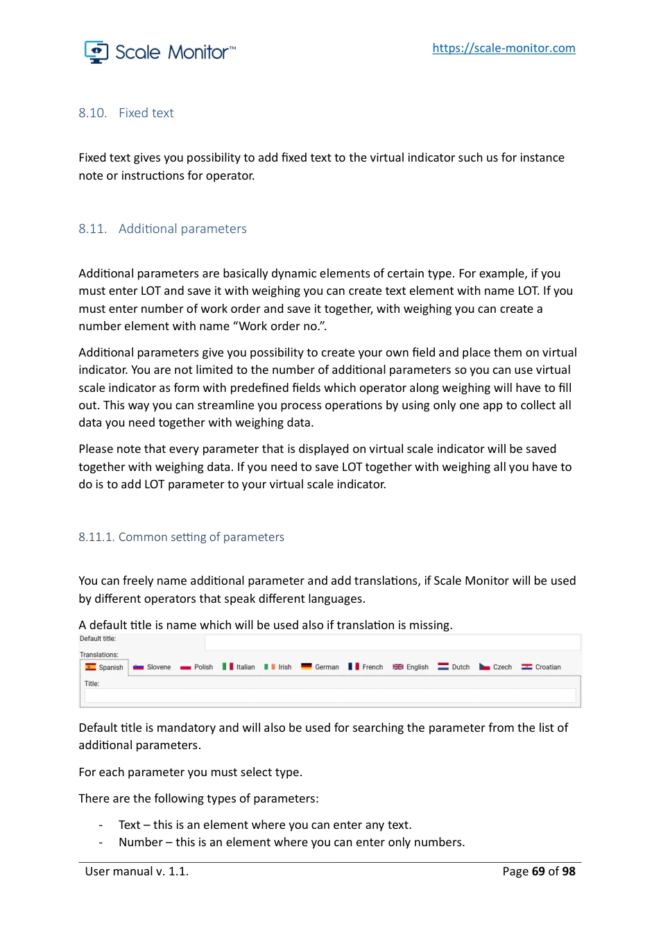 Scale Monitor: original manual page 69