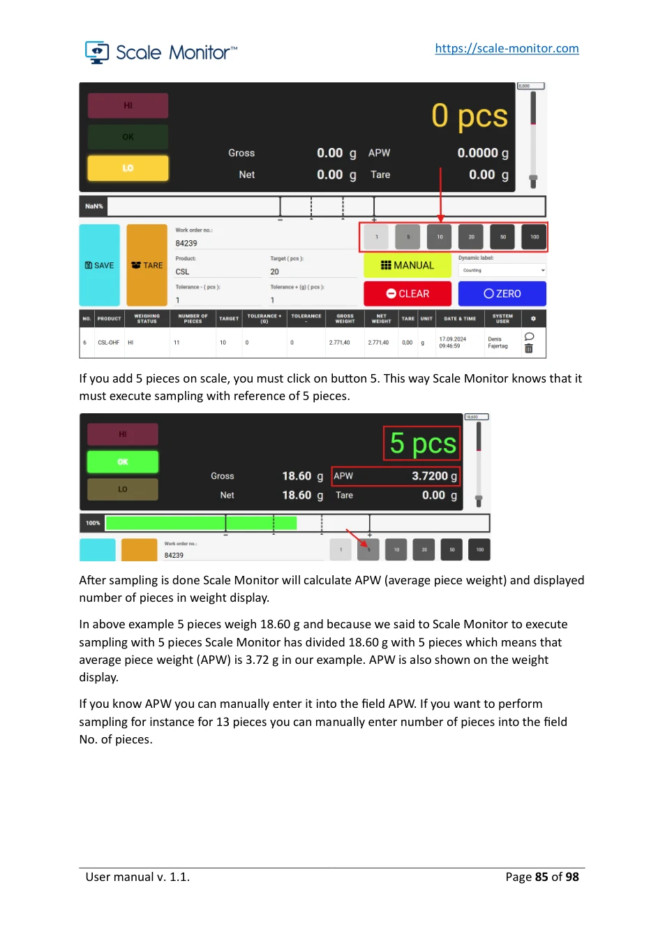 Scale Monitor: original manual page 85