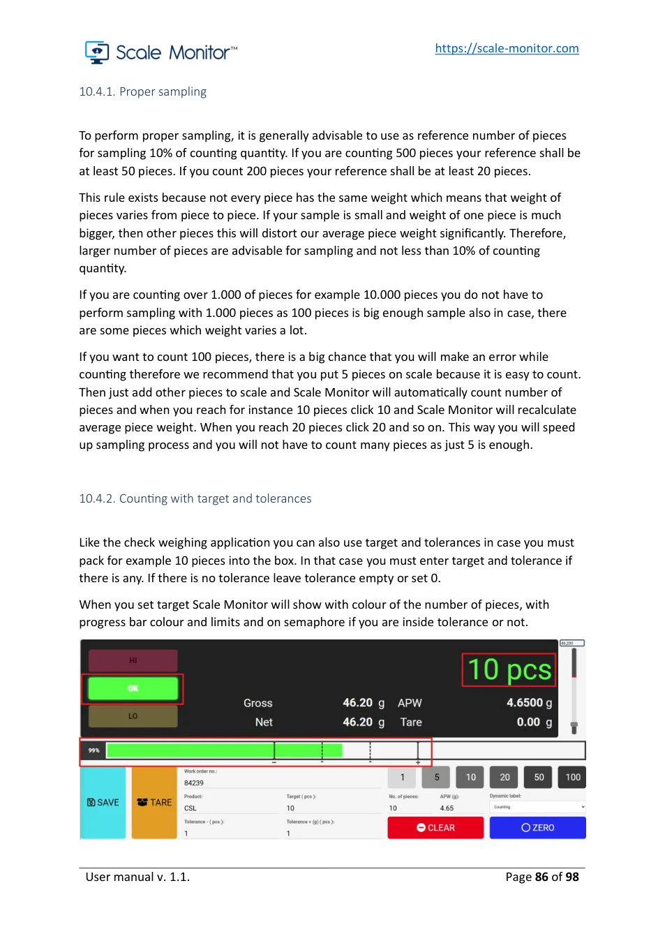 Scale Monitor: original manual page 86