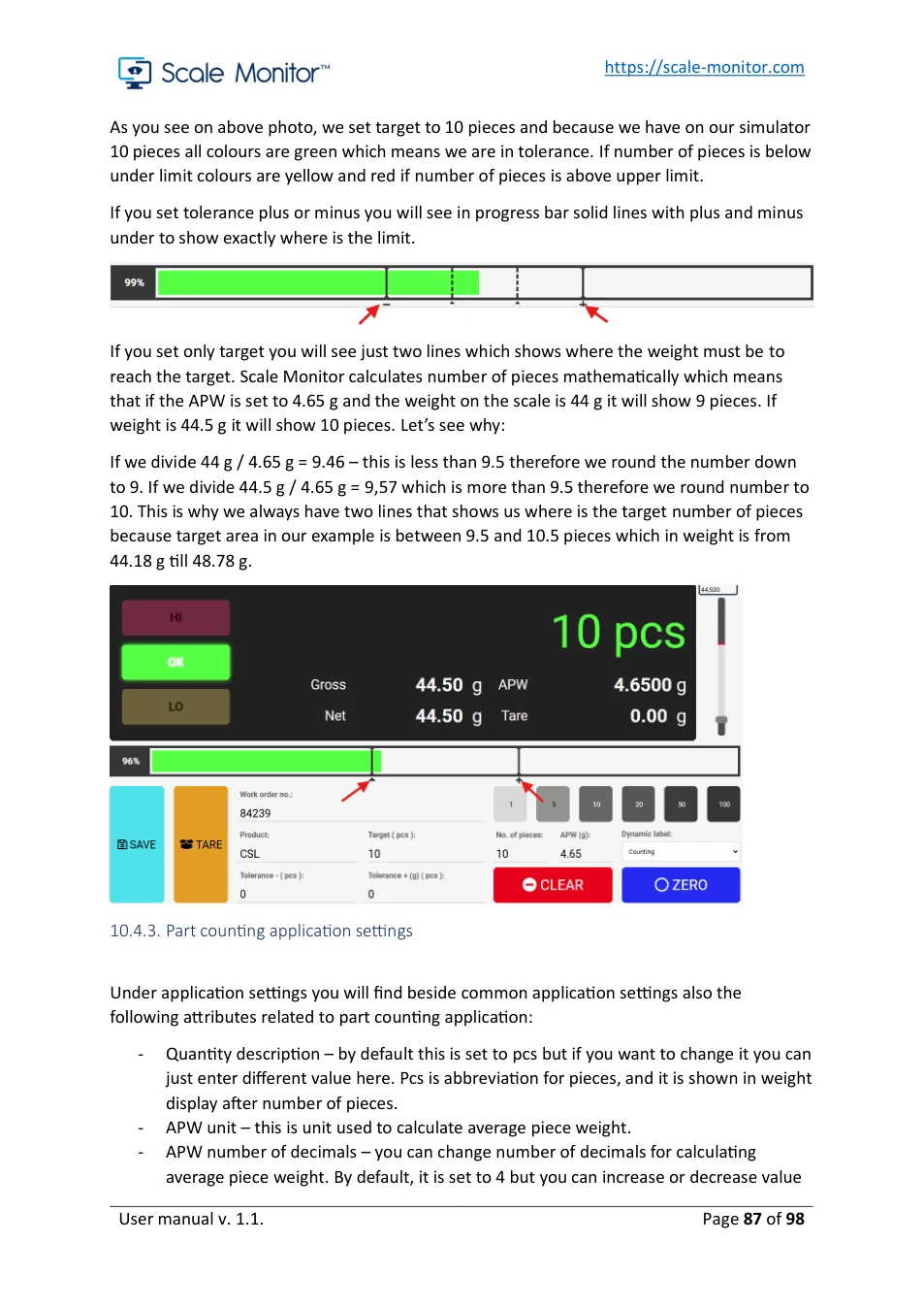 Scale Monitor: original manual page 87