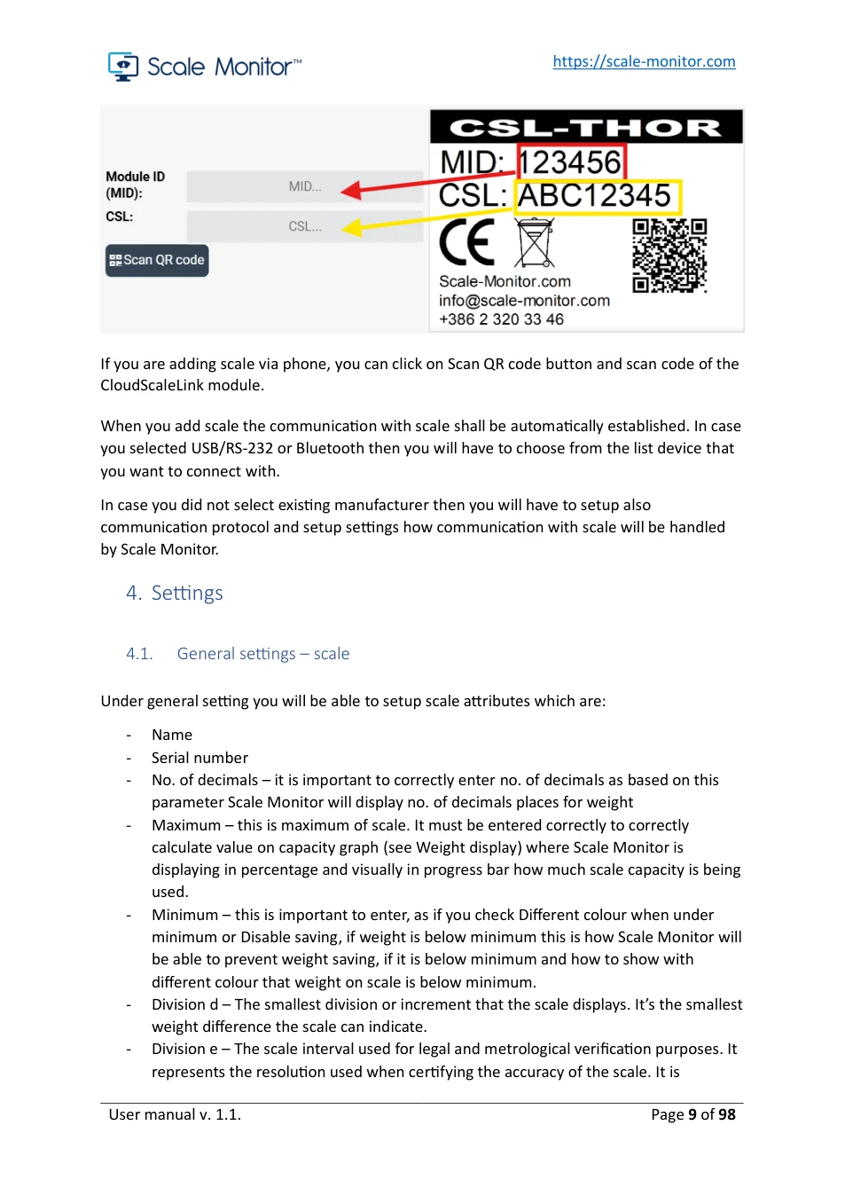 Scale Monitor: original manual page 9