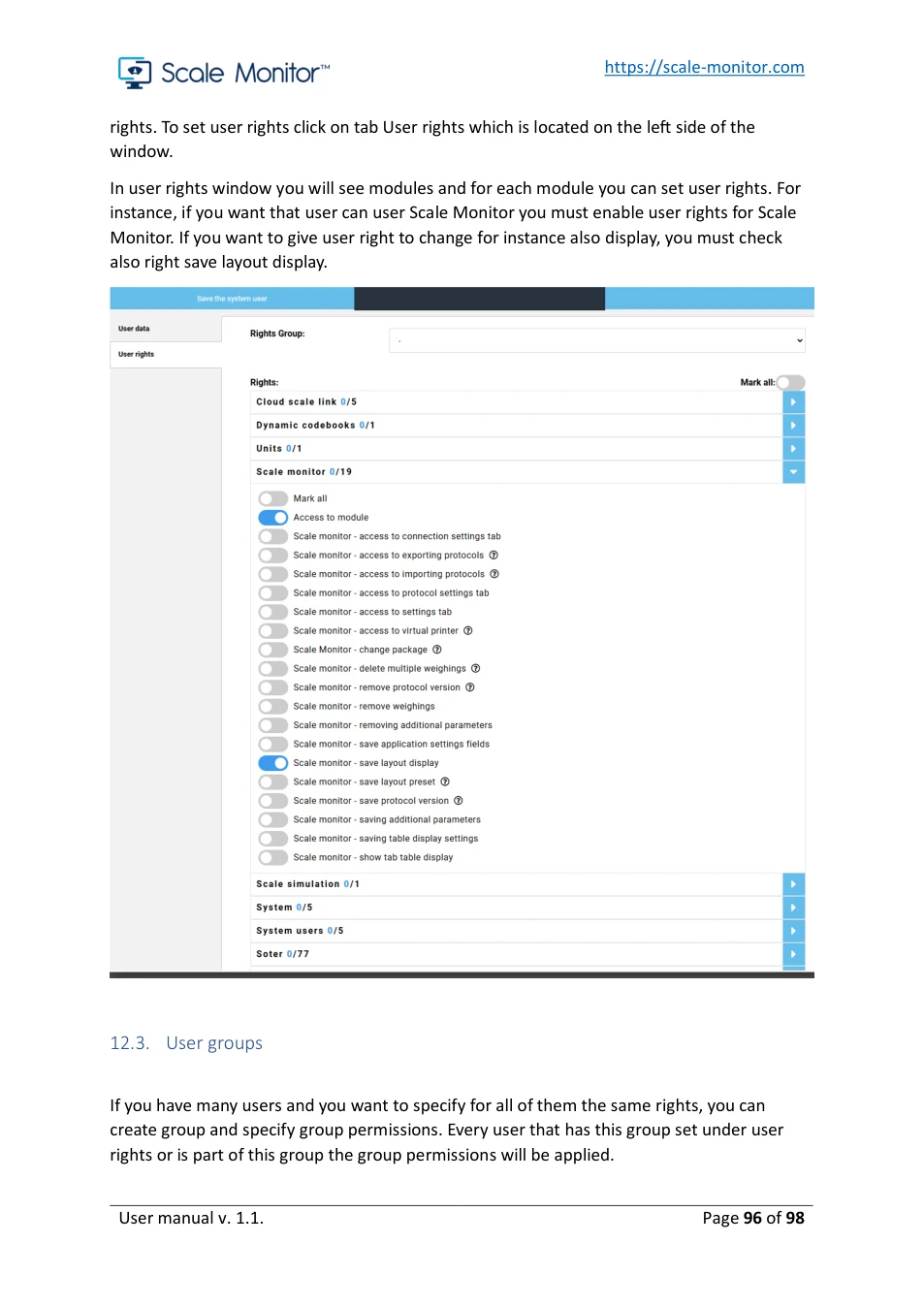 Scale Monitor: original manual page 96