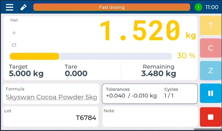 The dosing application screen on Neutron NT