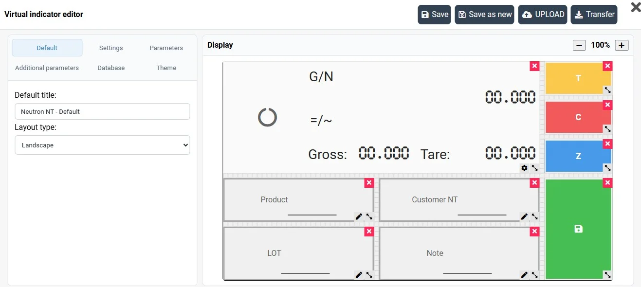 The Neutron NT virtual indicator graphical editor in the free Scale Monitor Cloud web application.