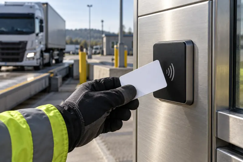 Identifikacija s kartico na RFID-čitalcu terminala.